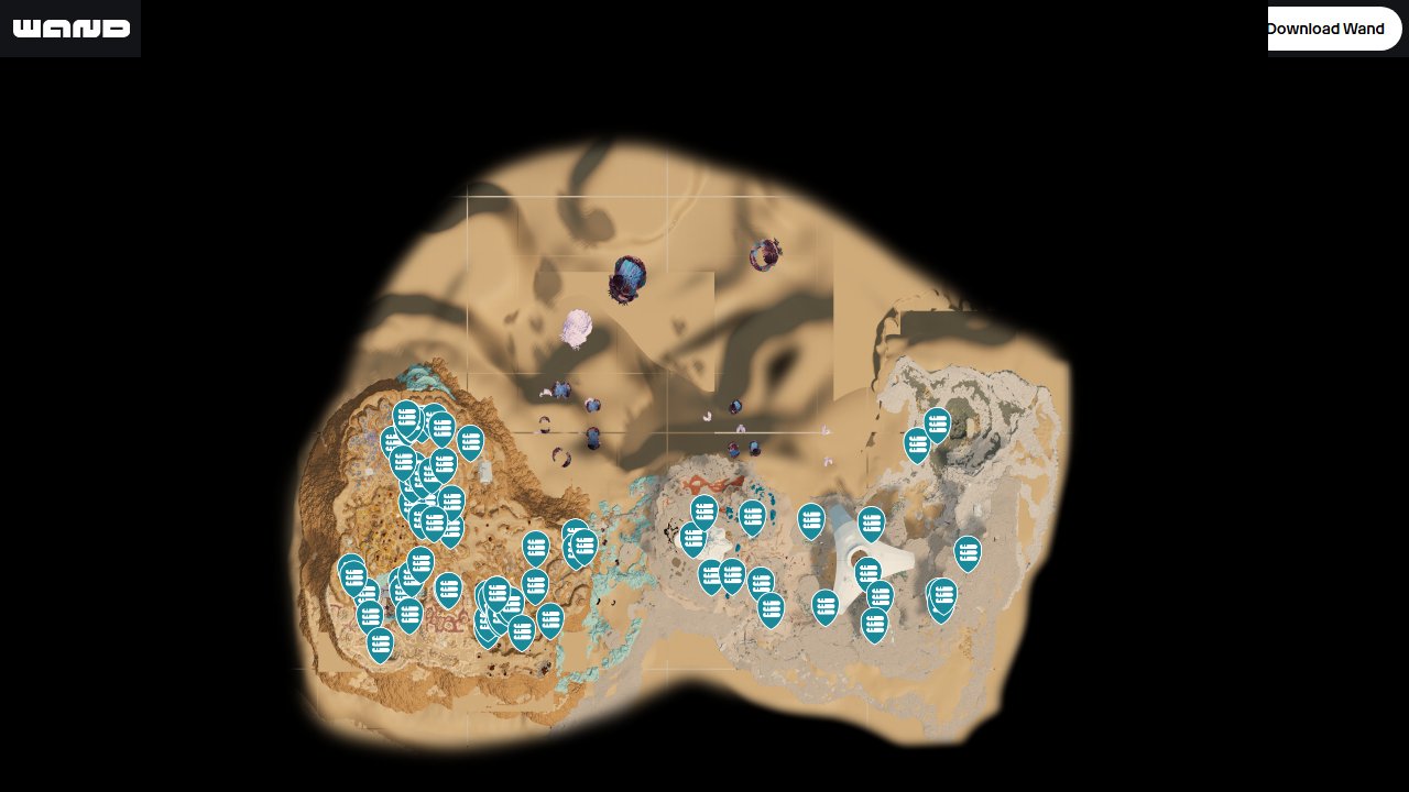 Subnautica 2 interactive map filtered to show only Databank markers