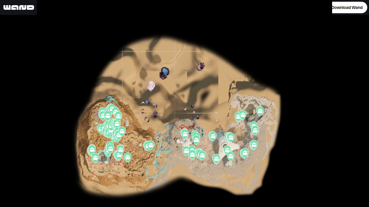 Subnautica 2 interactive map filtered to show only Equipment markers