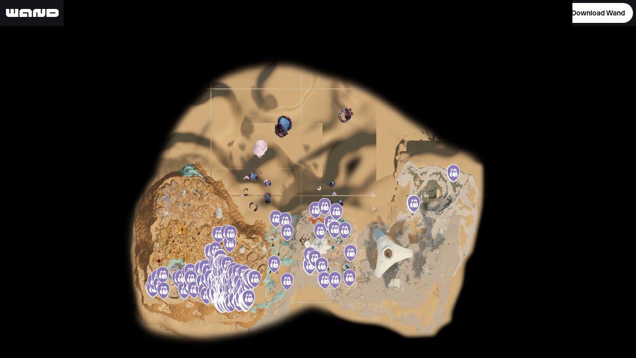 Subnautica 2 interactive map filtered to show only Salt markers