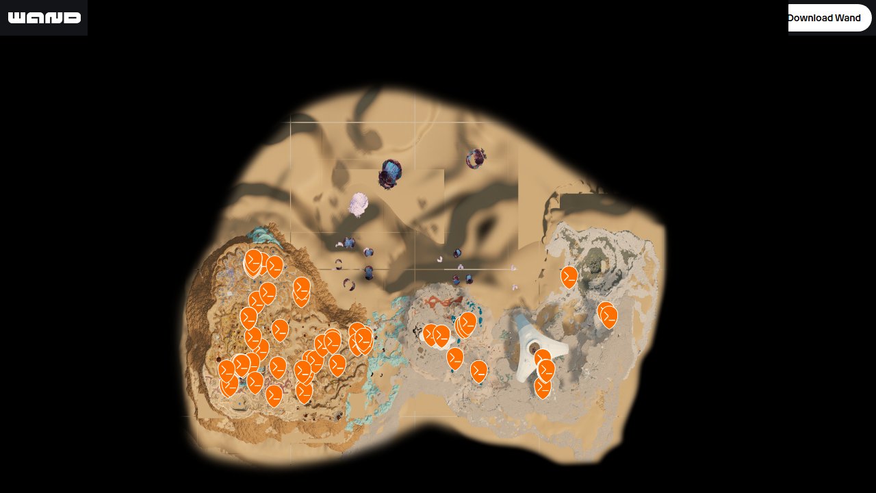Subnautica 2 interactive map filtered to show only Terminal markers
