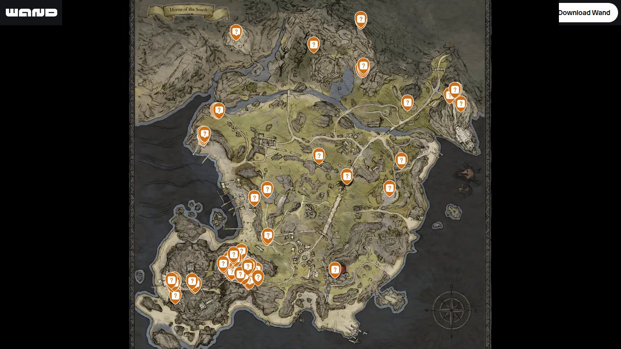 Tainted Grail The Fall Of Avalon interactive map filtered to show only Quests markers