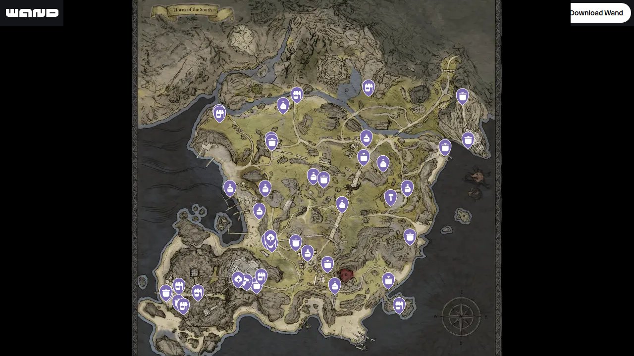 Tainted Grail The Fall Of Avalon interactive map filtered to show only Services markers