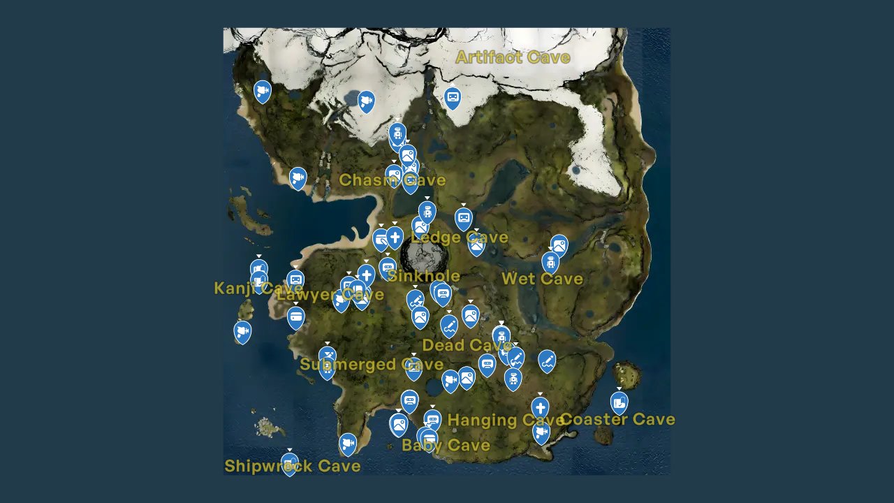 The Forest interactive map filtered to show only Collectibles markers