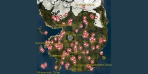 The Forest interactive map filtered to show only Spawn Points markers
