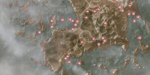 The Witcher 3 interactive map filtered to show only Items markers