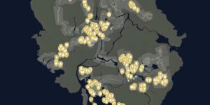 Tomb Raider interactive map filtered to show only Collectibles markers