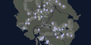 Tomb Raider interactive map filtered to show only Locations markers