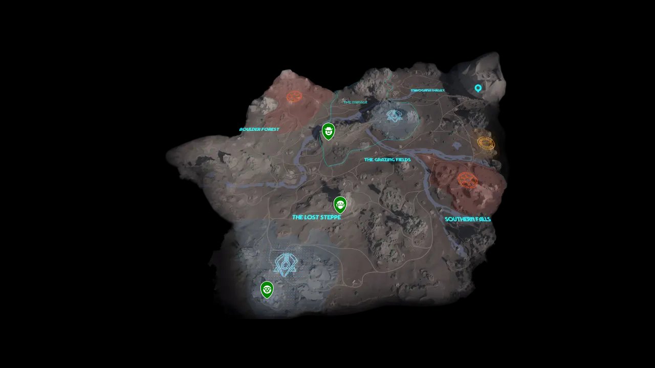 Star Wars Outlaws interactive map filtered to show only Services / Vendors markers