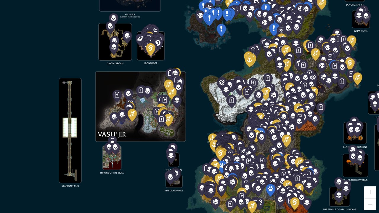 World Of Warcraft interactive map screenshot