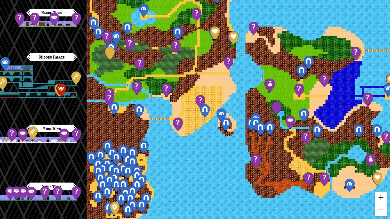 Zelda 2 The Adventure Of Link interactive map screenshot